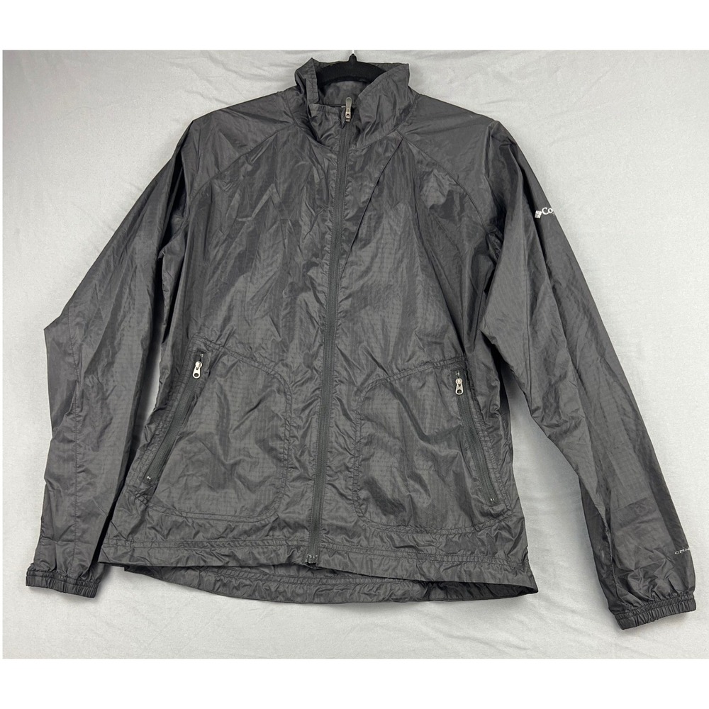 Columbia Titanium Windbreaker Jacket Womens M Black Excellent Lightwht Ripstop